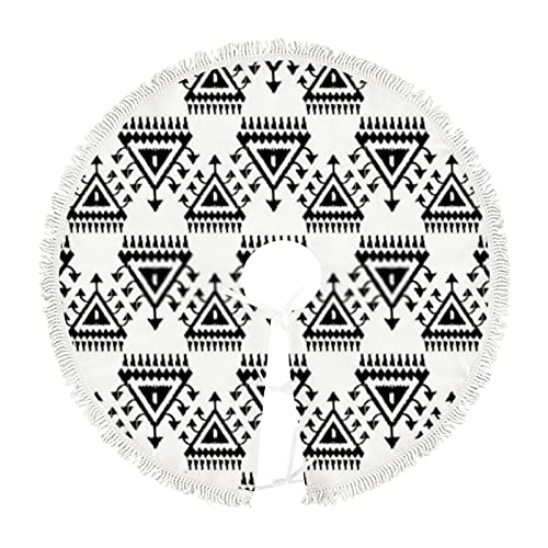 36 Inch Christmas Tree Skirt Ethnic Boho Geometric Tree Skirt Mat Decoration Holiday Party Farmhouse Xmas Tree Mat For Home Indoor Outdoor #TOP4