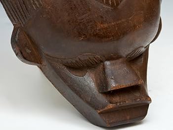 Amazon | アフリカ木彫お面27.8cmx14.7cm民芸民族仮面部族マスク彫刻