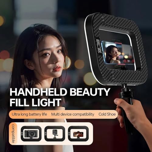 Image of GIFTMAX YM200 Rechargeable Handheld RGB Camera Ring Light & Stabilizer Kit - 20W LED Fill Light (2500K-8500K) for Live Streaming, Video Recording & Selfies