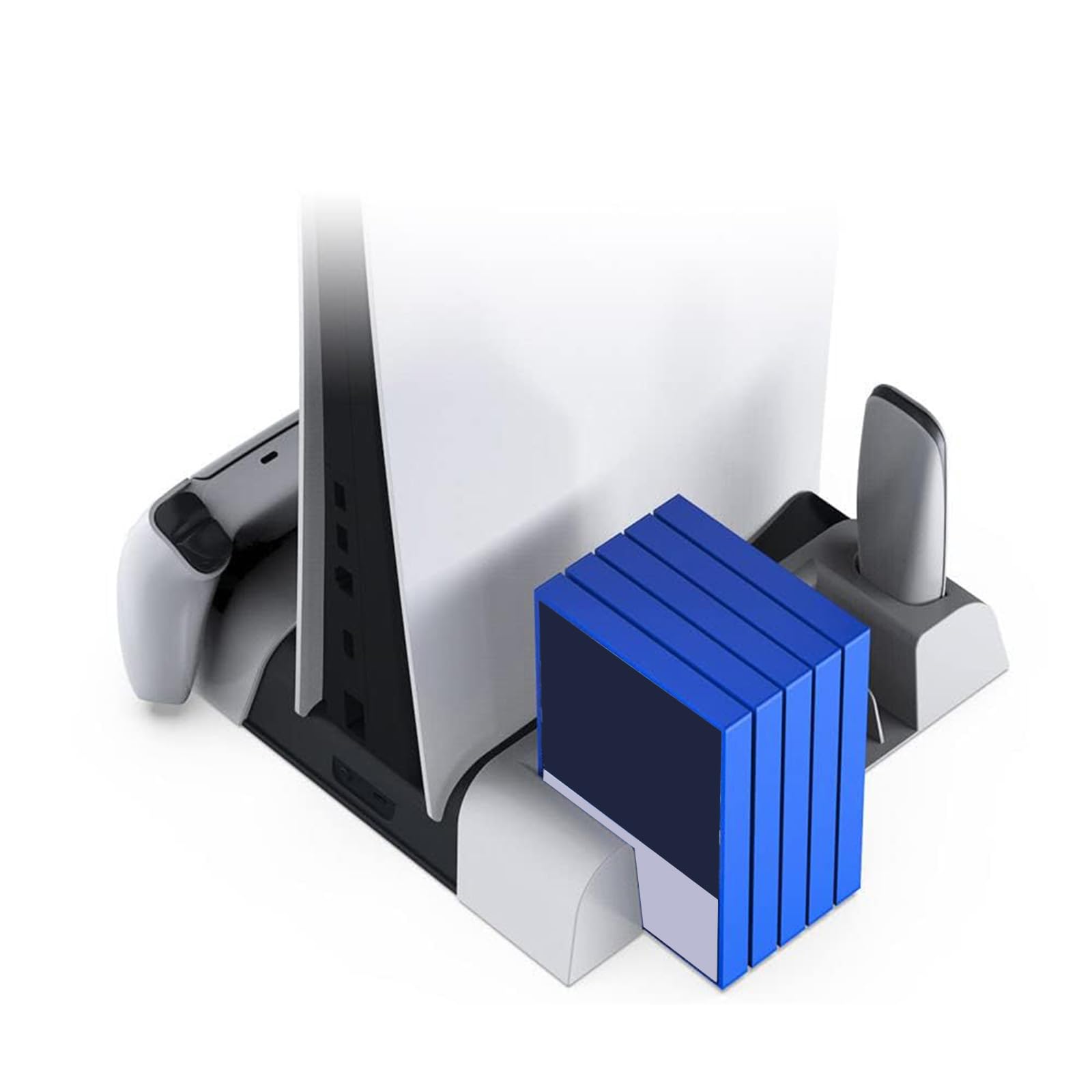 Base de carga para controlador, soporte de refrigeración integrado con dos ventiladores de refrigeración con soportes de almacenamiento de disco para consola de juegos P5, soporte de cargador de