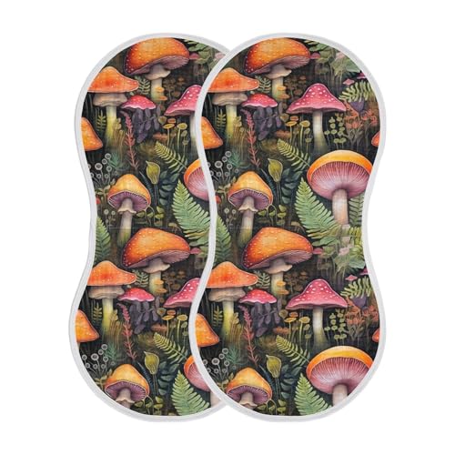 xigua Mushrooms and Plants Baby Burp Cloths for Newborn Boys and Girls 4 Pack, Soft & Absorbent Cotton Baby Burp Cloth, Baby Washcloths, Newborn Towel, Burp Rags2