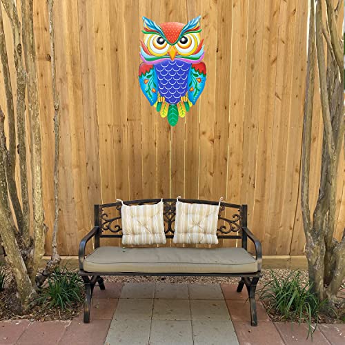 Keke Coo JSMTY Metal Owl Wall Decor - 13.8 Inch Outdoor Colorful Wall Sculpture thumb #2