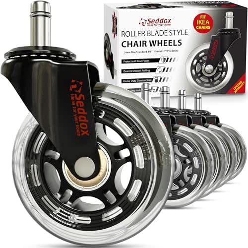 Office Chair Wheels Replacement Set 10mm (3/8" x 7/8") Stem