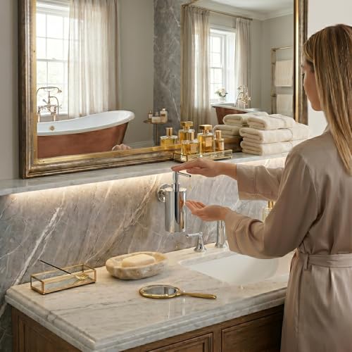 Image of Premium Stainless Steel Wall-Mounted Liquid Soap Dispenser with Indicator Window | Rust-Proof Chrome Finish Soap Pump for Bathroom, Kitchen & Washbasin | Hand Wash & Lotion Dispenser (Round Chrome)