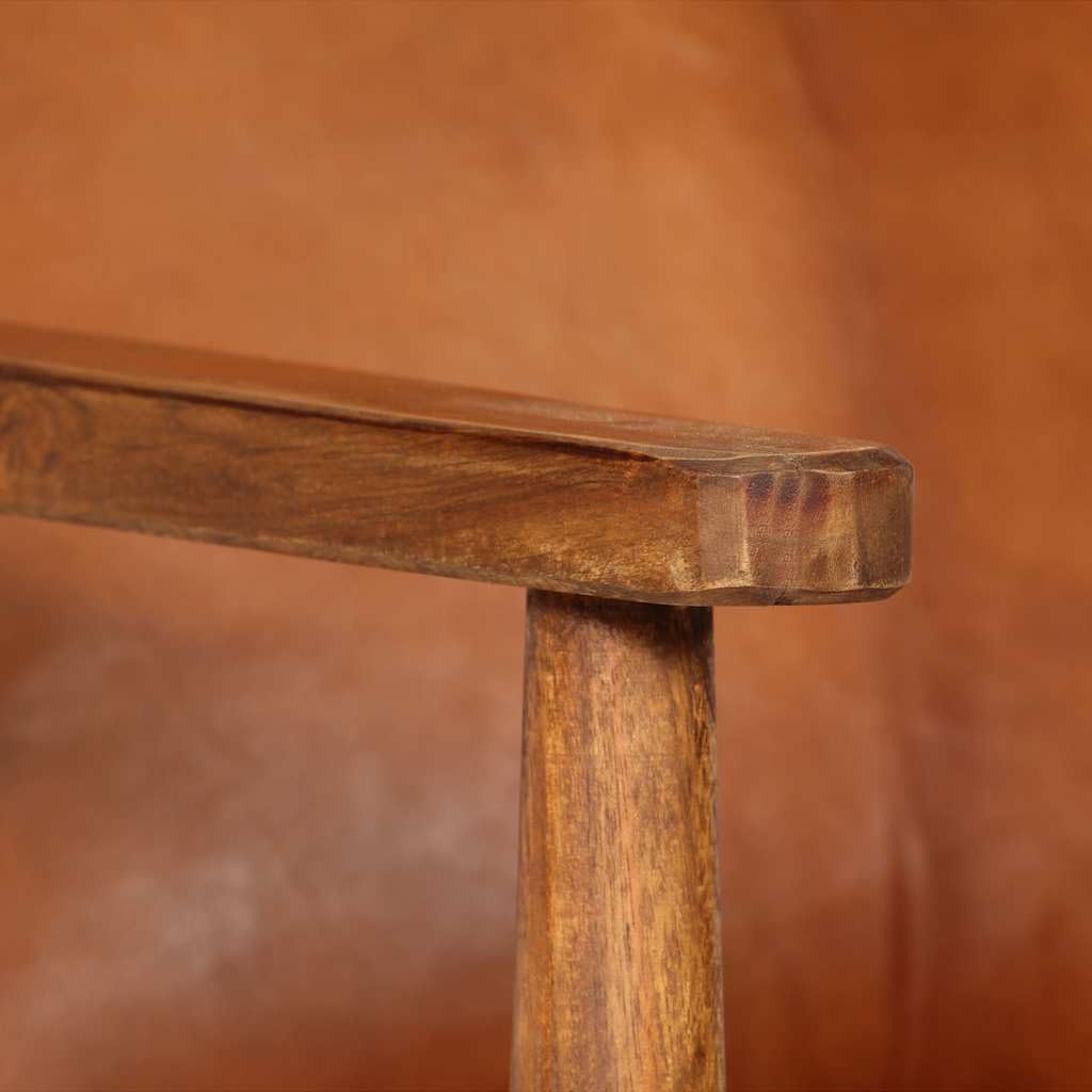 vidaXL Sillón de Cuero auténtico marrón con Madera de Acacia