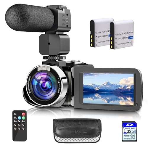 Caméscope 4K Caméra vidéo 42MP 30FPS Vision Nocturne Infrarouge Zoom Numérique 18X Webcam 3'...