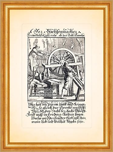 Biller Antik El armero balística armas de caza grabado Christoph Weigel profesiones 031