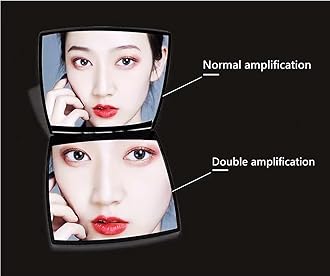 Mengjie Compact Cosmetic Mirror，Elegant Compact Purses Makeup Mirror，Small Compact Mirror 2 x 1 Magnification, Size 7 x 7 cm，Suitable for Purses and Travel，Gift