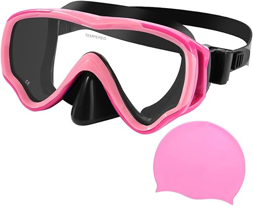 Gafas de natación para niños con cubierta para la nariz, antiempañamiento de vidrio templado, máscara de buceo, máscara de buceo para niños de 4 a