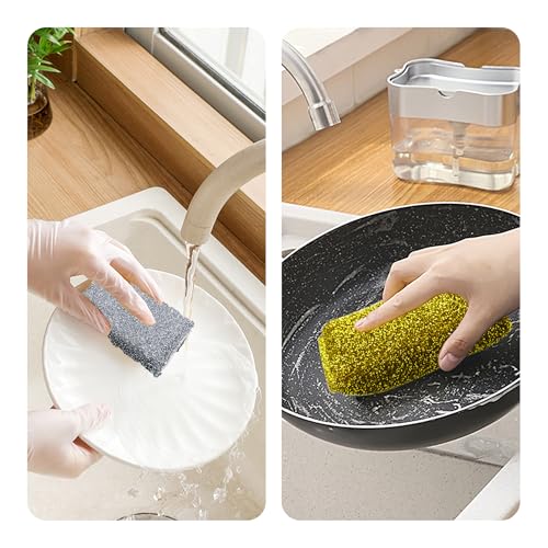 Image of 6 Pcs Dish Sponge,Pot Scrubbers for Kitchen Non Scratch,2 Colors 4.92Inx3.14In Cleaner Sponges,Multi-Surface Non-Metal Dish Scouring Scrubbers for Fast Cleaning (Gold & Silver)