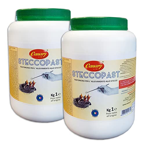 Canary SteccoPast 1 pack da 2kg Mangime in farina da imbecco per uccelli nidiacei - Pastoncino per allevamento allo stecco, uccellini pullus, 1 confezione da 2kg