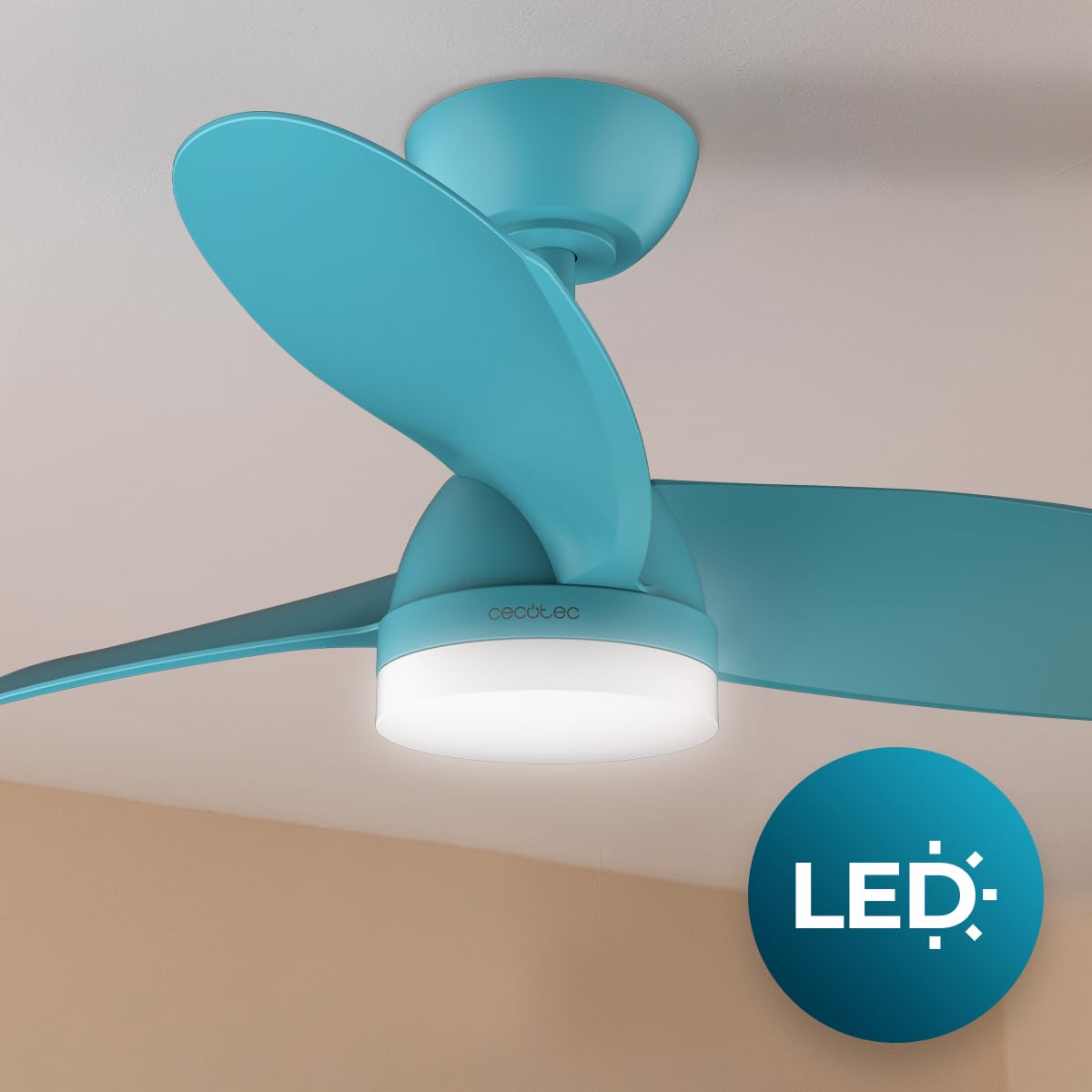 Cecotec - EnergySilence Aero 3050 Sky wentylator sufitowy z oświetleniem - 35 W, silnik DC, średnica 36" z oświetleniem LED, pilot zdalnego sterowania, programator czasowy, 6 prędkości, 3 łopatki