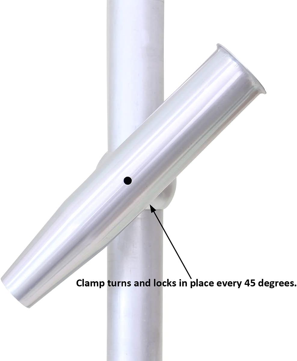 T-Top Rod Holder Aluminum Single clamp on fit 2.5",2.375",2.25",2" inch Horizontal or Vertical Fishing Boat Tower/Leaning Post/Rail Raider