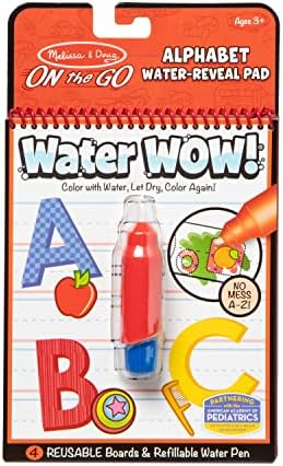 Melissa & Doug On the Go Water Wow! Reusable Water-Reveal Activity Pad - Alphabet - Party Favors, Stocking Stuffers, Travel Toys For Toddlers, Mess Free Coloring Books For Kids Ages 3+