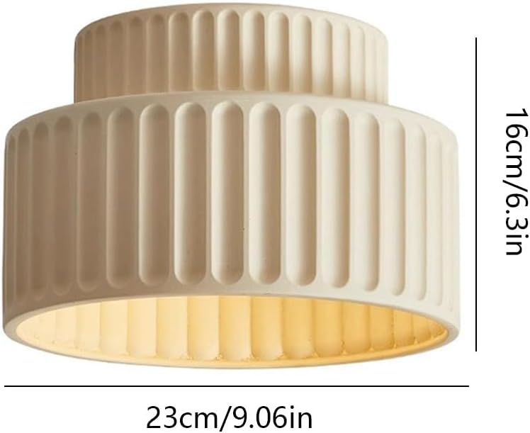 Retro Kitchen Island Bar Close To Ceiling Light Fixtures Modern Resin Semi Flush Mount Ceiling Light Bedroom Living Dining Room Hall Japanese Wabi-Sabi Style Hallway Lighting Fixtures Ceiling(Beige)
