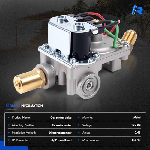 Image of 92089 RV Water Heater Gas Control Valve Compatible with Dometic Atwood 10 Gallon Water Heater G10-3E GC10-2E GCH10A-2E GH10-1E GE16-EXT | Solenoid Gas Valve Replaces# 93870, 93869, 93844