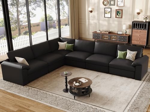 EASE MOOSE Modular Sectional Sofa, L Shaped Large Modular Couch, Black