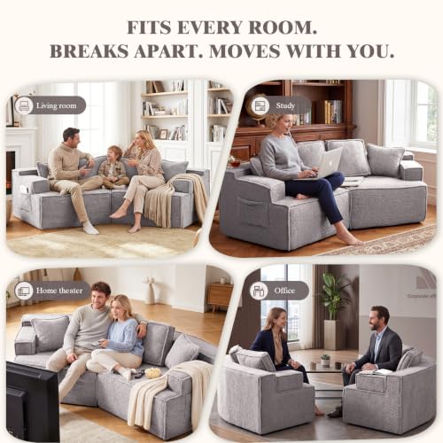 Sofá cama modular gris de 160 cm para ahorrar espacio en apartamentos pequeños sin montaje 5
