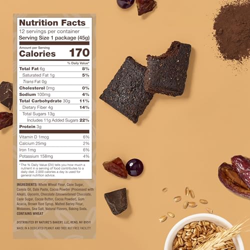 Image of Nature's Bakery Double Chocolate Brownie Bars, Whole Grains, Dates, and Cocoa, Plant Based, Dairy-Free, Snack Bar, Box of 12 twin packs