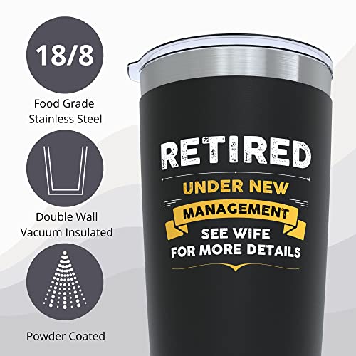 Sourbear Retirement Gifts For Men – Retired Under New Management See Wife For Details - Retirement Party Decorations - Funny Retirement Gifts Ideas #TOP4