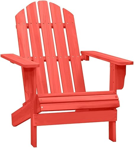 Red Adirondack Chair for Patio, Solid Fir Wood Outdoor Lounge Seating, Ergonomic Garden Chair, Weather-Resistant Lawn Furniture for Relaxing