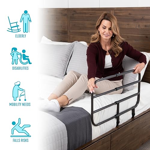 Able Life Bedside Extend-A-Rail, Adjustable Senior Bed Safety Railing and Stand Assist Grab Bar, Extendable Guardrail for Seniors and Elderly Adults, ASTM Safety Approved Bedrail by Able Life Comfortably Independent - Image 3