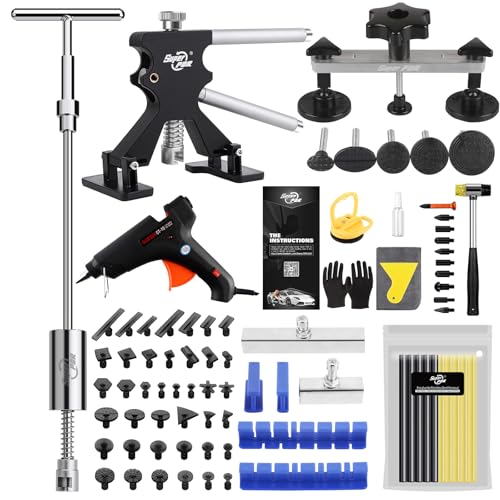 Super PDR - Super PDR Hail Dent Removal Kit for Cars, Dent Puller Kit with Dent Lifter, Bridge Puller, Slide Hammer & Metal Long Type Pull tabs for Repair Big Dent, Small Dent, Dings, Creases and Hail Damage - -14%