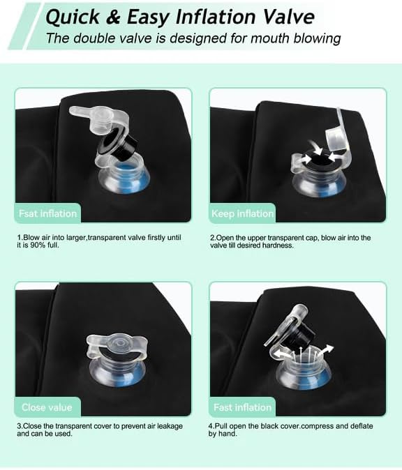 JefDiee Inflatable Travel Foot Rest Pillow, Kids Airplane Bed, Adjustable 3 Layers Height Leg Rest Pillow, Adults Travel Essentials Great for Airplane, Office, Home, Trains, Cars (Black) - Image 4