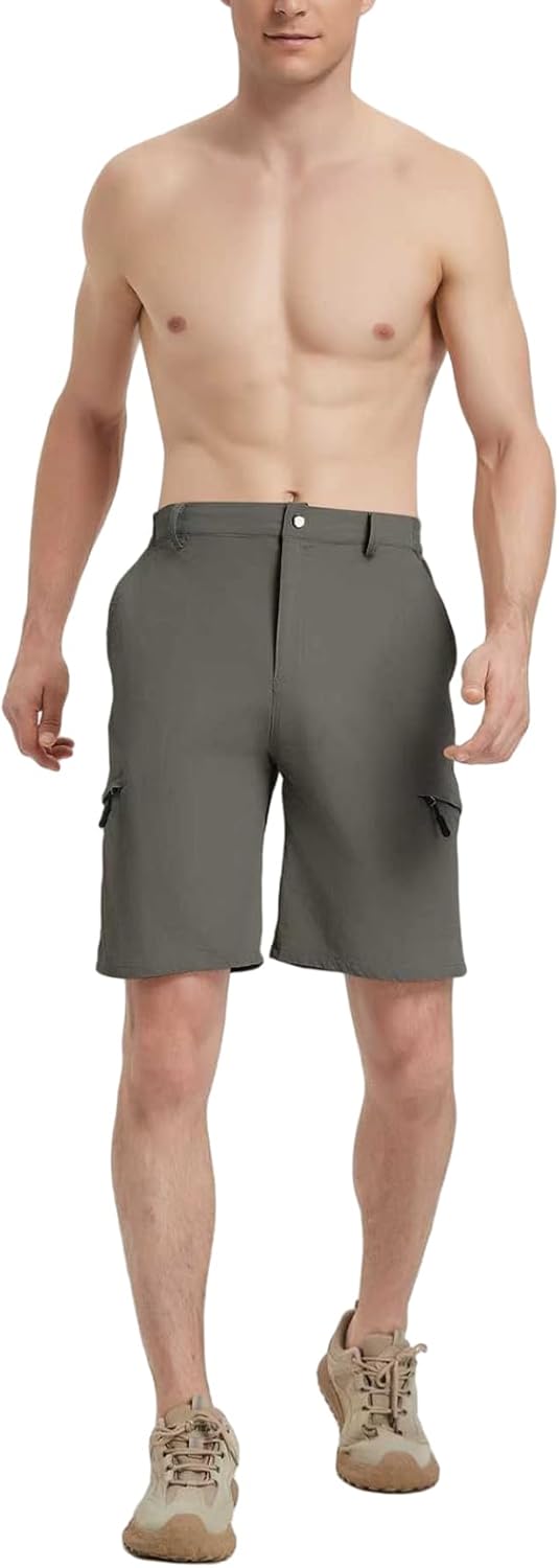 Men's Hiking Cargo Shorts 9" Stretch Quick-Dry Lightweight Work Shorts with 6 Pockets Casual Golf Fishing Shorts - Image 9