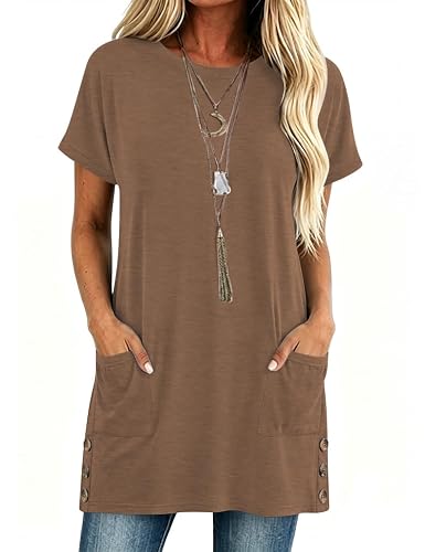 Poetsky 2026 Womens Tunic Tops for Leggings with Pockets Short