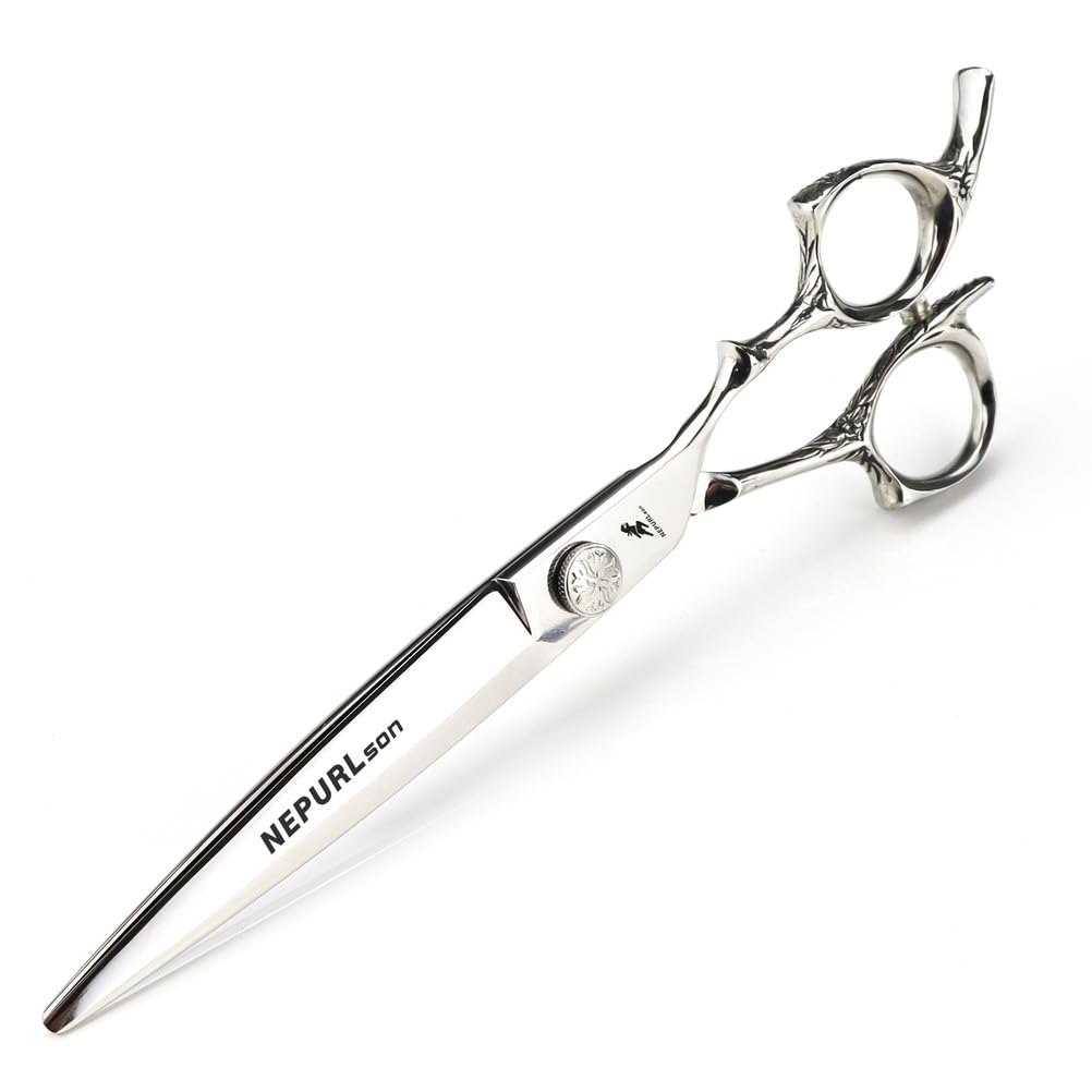 7.0in Hair Cutting Scissors – Professional 440C Stainless Steel Barber Shears with 35% Thinning Rate, Ice-Tempered Straight Shears for Salon Stylists and Pet Grooming with Case
