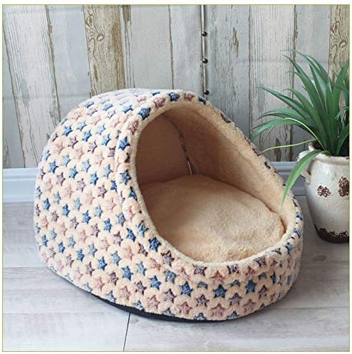 Pet Nest Pet Dog House Soft Cozy Pet Sleeping Bed Small Medium Dogs Cats Foldable Removable Puppy Nest Portable Kennel Pet Washable Small Pet Bed(Blue B,Large)
