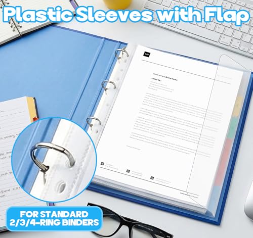 100 Stück Klarsichthüllen A4 mit Klappe,Seitlich Offen,11 Loch Dokumentenhüllen Glasklar,240µ Prospekthüllen A4 Extra Stark, Klarsichtfolien Transparent für Ordner, Akten & Dokumente