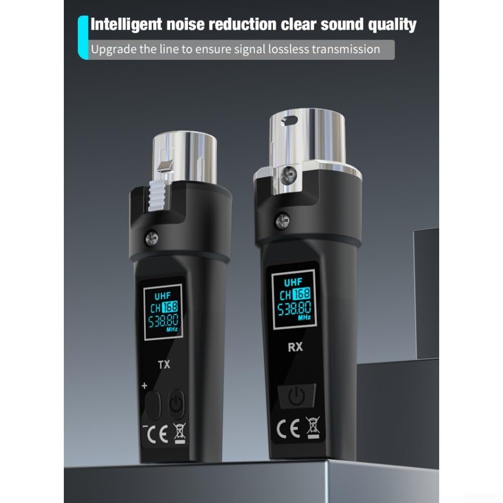 Receptor transmisor de micrófono inalámbrico, sistema de micrófono inalámbrico UHF con rango dinámico de 110 dB, juego de micrófono recargable para micrófonos dinámicos, mezclador de audio, cámara