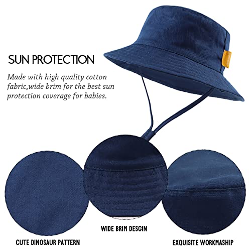 Cotton Baby Sun Hat Infant Toddler Boys Girls Bucket Hats Summer Sun Protection Kids Beach Caps(Navy,46Cm) #TOP3