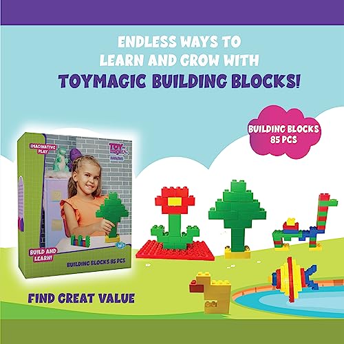 ToyMagic DIY Creative Explosion Construction Blocks 85 Pieces|Creative Activity Kit|Fun Educational Learning Toy|Skill Development Toy|Best Birthday Return Gift for Kids|Made in India,Multi