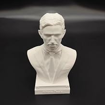 Newton Science Statue Einstein Bust 3D Print Galileo Figurine Madame Curie Sculpture Tesla for Living Room Home Office Decoration Tesla Collection Figurine Hawking Bust (Nikola
