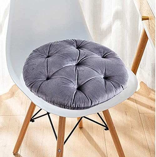 Big Hippo Chair Pad with Ties, Round Seat Pads Padded Seat Cushion for Dining Chairs, Indoor Chair Seat Pads Outdoor Seat Pad Cushions for Garden Patio Home Kitchen Office Car (Grey)