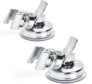 BUYGOO 2 Pack Adjustable Shower Head Holder, Bathroom Vacuum Suction Cup Handheld Shower Head Bracket, Wall Mounting Bracket for Marble Glass Metal Ceramic