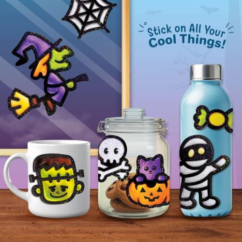 Image of Imagimake DIY Spooky Friends Jelly Stickers | 10+ Stickers - Paint, Peel & Stick | Halloween Glass Painting Activity Set with 7 Paint Tubes | Art and Craft Kit for Kids 3-6 Years | Return Gift for Boys & Girls Age 3+