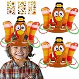 90shine 3Pcs Thanksgiving Turkey Ring Toss Games for Kids - Fall Inflatable Hat Toys with Stickers for Adults Family Activities Party Favors Indoor Outdoor - Style 2