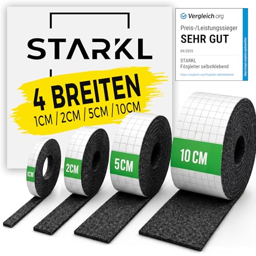 Filzgleiter selbstklebend Schwarz (4mm) | 4 Streifen in 1 Meter Länge | Breite 1cm 2cm 5cm 10cm | Filz selbstklebend | Filzgleiter für Stühle | Möbelgleiter | Filzgleiter Schwarz
