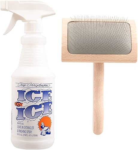 Chris Christensen Spray desenredante y acabado cepillo para perro desenredador hielo sobre hielo y aerosol de acabado añade elasticidad y