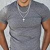 BAROROBA Mens Cross Necklace Stainless Steel Cuban Rope Chain Cross Pendant Necklace Men's Jewellery Birthday Boyfriend Husband Christian Gifts for Him (18/20inch silver) #3