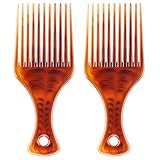 BTYMS 2 Pcs Afro Comb Smooth Hair Pick Comb Lift Detangle Hair Comb African Hair Brush Hairdressing...