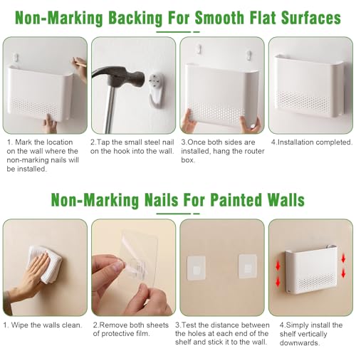 KXVXXV Router Schrank Router Verstecken WLAN Router Box WiFi Router Aufbewahrungsbox TV Kabel Verstecken Wand Regal 30 x 22 x 6,5 cm Weiß für WiFi-Rack Wanddekoration Storage Box