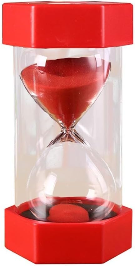 5 Minutes Hourglass Sand Timer Plastic Hexagon Base Decorative Clock for Kids Home Office Classroom Study Games Relaxation(Red 5 Minute)