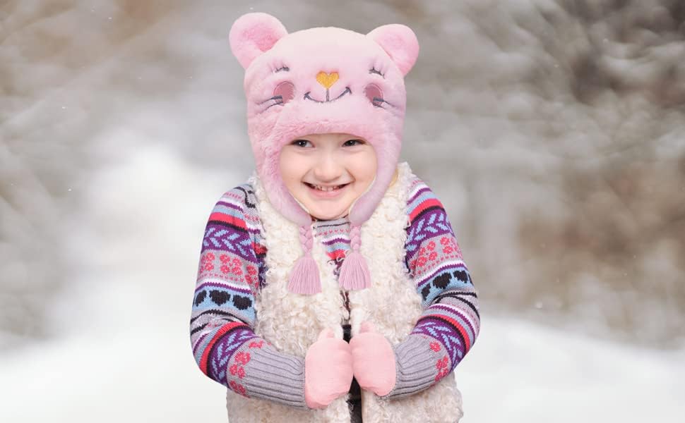 Toddler Winter Hat and Gloves Set for Ages 4-7 or Boys & Girls Winter Hat & Toddler Mittens Ages 2-4 - Image 2