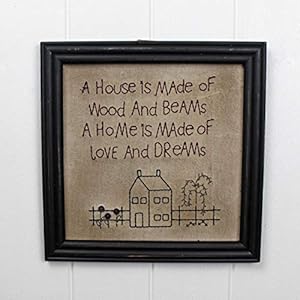 Cvhomedecoprimitivesantiqueahouseismadeofwoodandbeamsahomeismadeofloveanddreamsstitcheryframewallmountedhangingdecorart12x12inch Urban Country Home Decor Cvhomedeco primitives antique a house is made of wood and beams a home is made of love and dreams stitchery frame wall mounted hanging decor art 12 x 12 inch urban country home decor