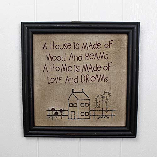 Cvhomedecoprimitivesantiqueahouseismadeofwoodandbeamsahomeismadeofloveanddreamsstitcheryframewallmountedhangingdecorart12x12inch Urban Country Home Decor Cvhomedeco primitives antique a house is made of wood and beams a home is made of love and dreams stitchery frame wall mounted hanging decor art 12 x 12 inch urban country home decor